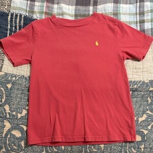 Ralph Lauren Kids Coral-Red Short Sleeve Tee with Yellow Pony